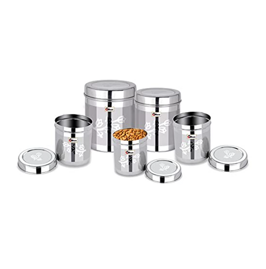 EBun Stainless Steel Laser Finish Floral Containers Set (Pack of 5)