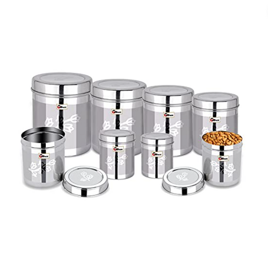 EBun Stainless Steel Laser Finish Floral Containers Set (Pack of 8)