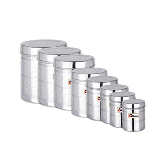 EBun Stainless Steel Silver Touch Containers Set (Pack of 8)