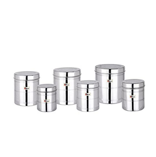 EBun Stainless Steel Silver Touch Containers Set (Pack of 6)