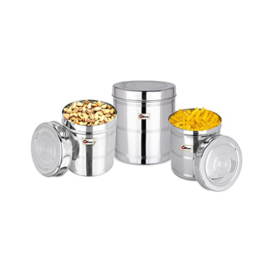 EBun Stainless Steel Silver Touch Containers Set (Pack of 3)